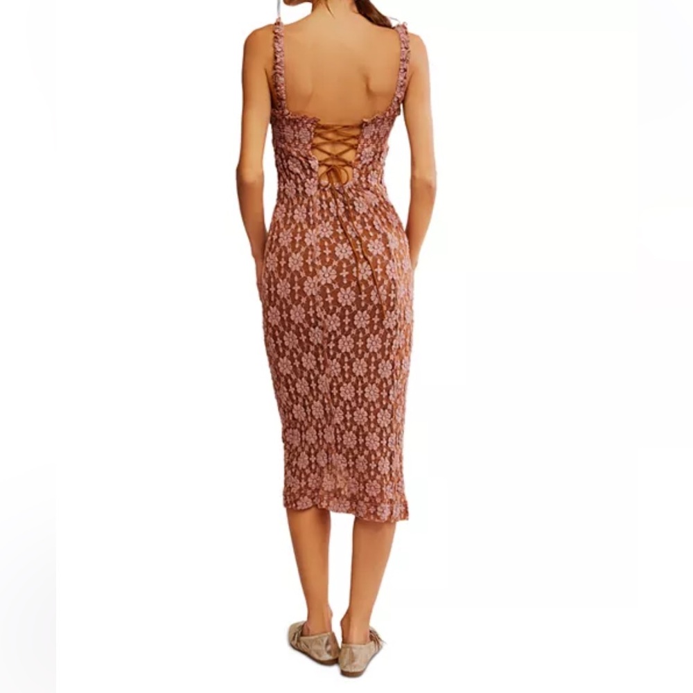 Free People Brown and Pink Floral Midi Dress - Picture 12 of 17